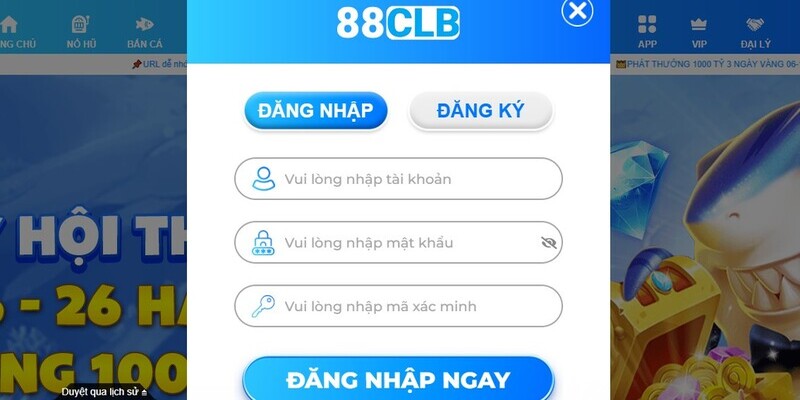 Biểu mẫu chuẩn để đăng nhập vào 88CLB